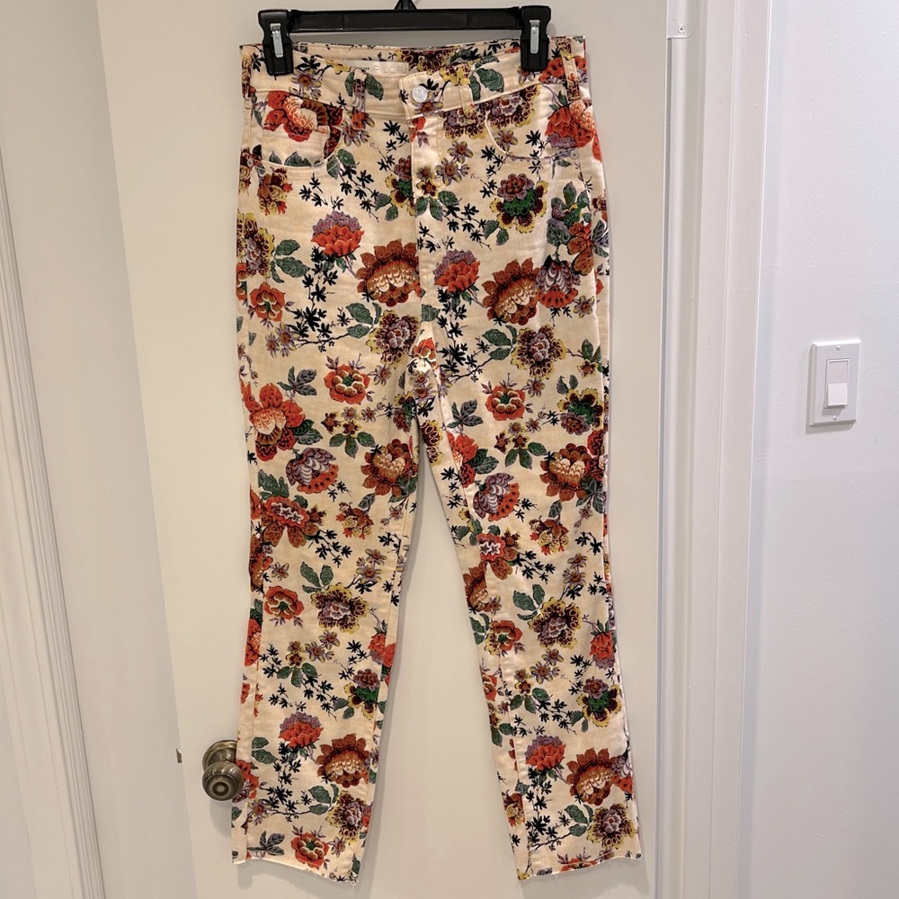 Floral print jeans
